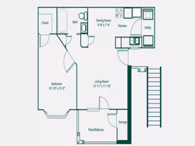 B 1X1 308 floor plan